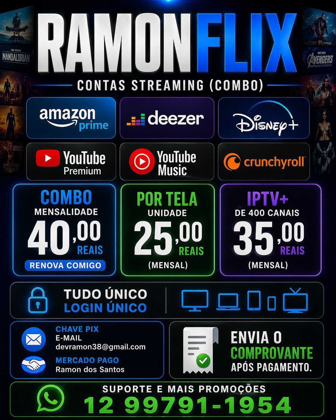 Contas Streaming - Netflix, Disney, HBO e mais